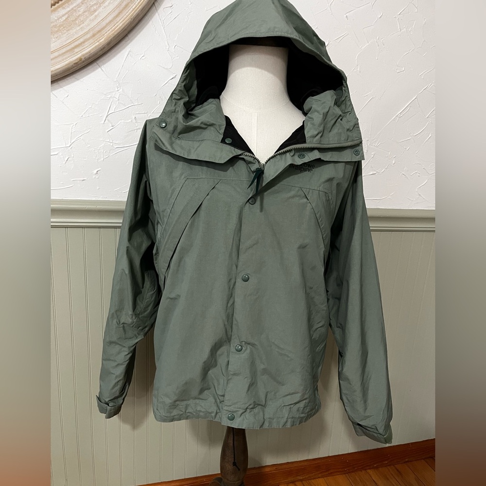 Lowe Alpine Jacket Men Medium‎ Green Triple Point Hooded Windbreaker Rain